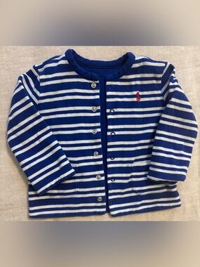 Polo Ralph Lauren Baby Reversible Snap Cardigan Royal Blue Striped
